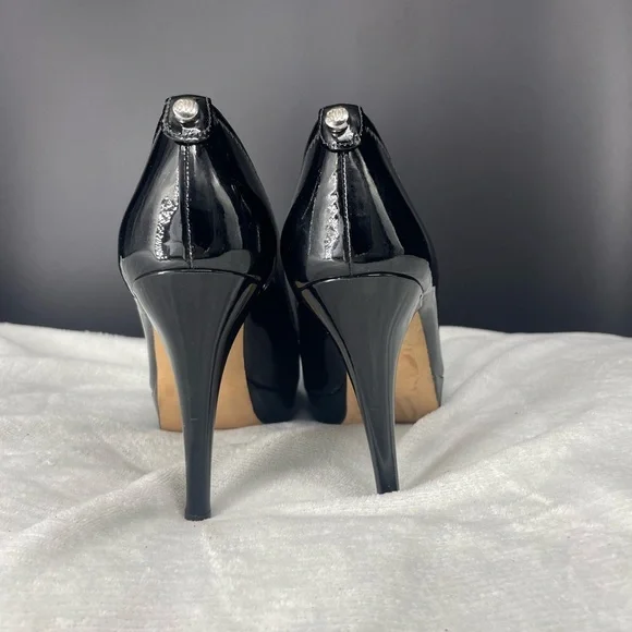 Stuart Weitzman Patent Leather Peep Toe Platform Heels Made in Spain Size 5.5 - Picture 6 of 9